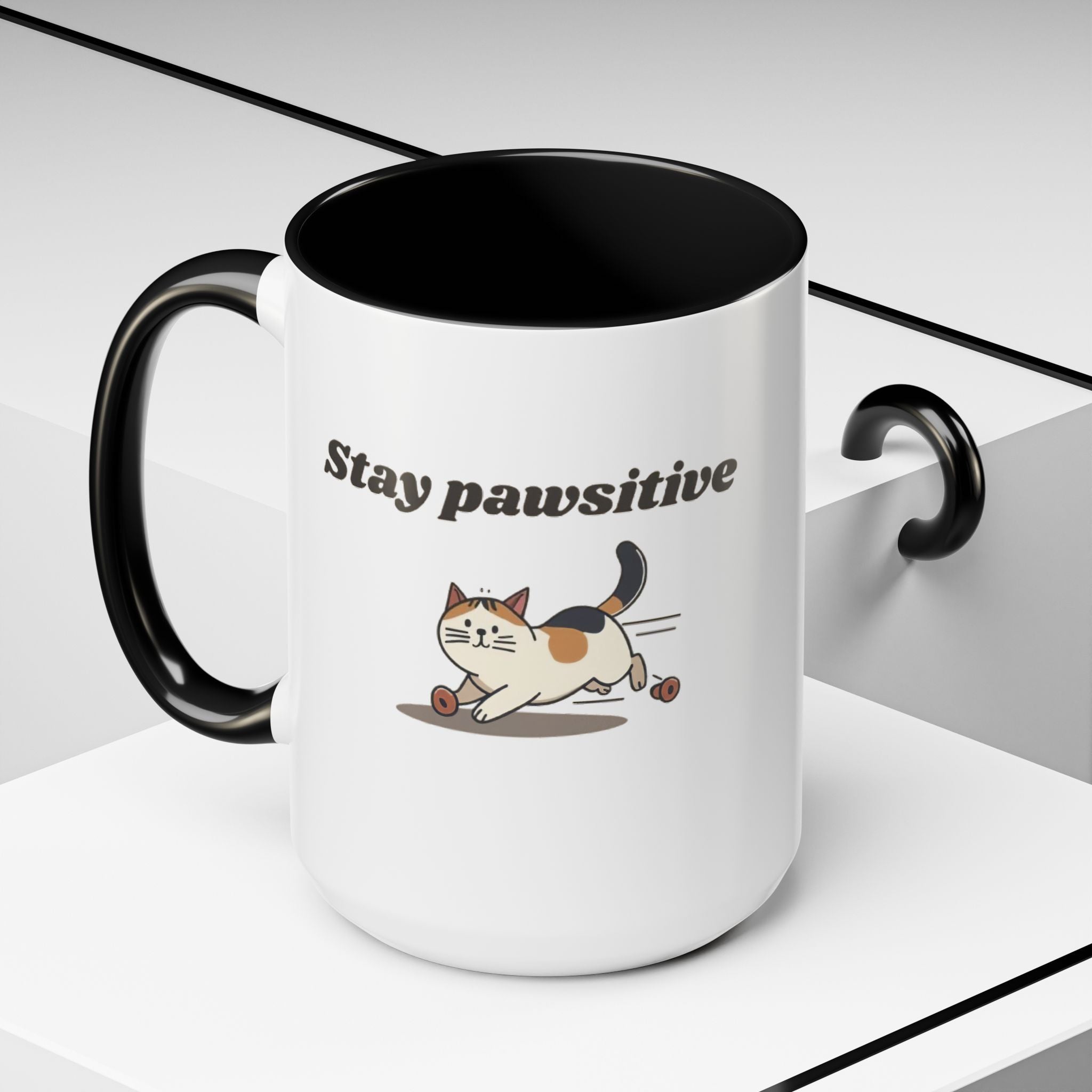 Stay Pawsitive – Cat Coffee Mug | Cute Cat Lover Gift | Inspirational Kitty Cup