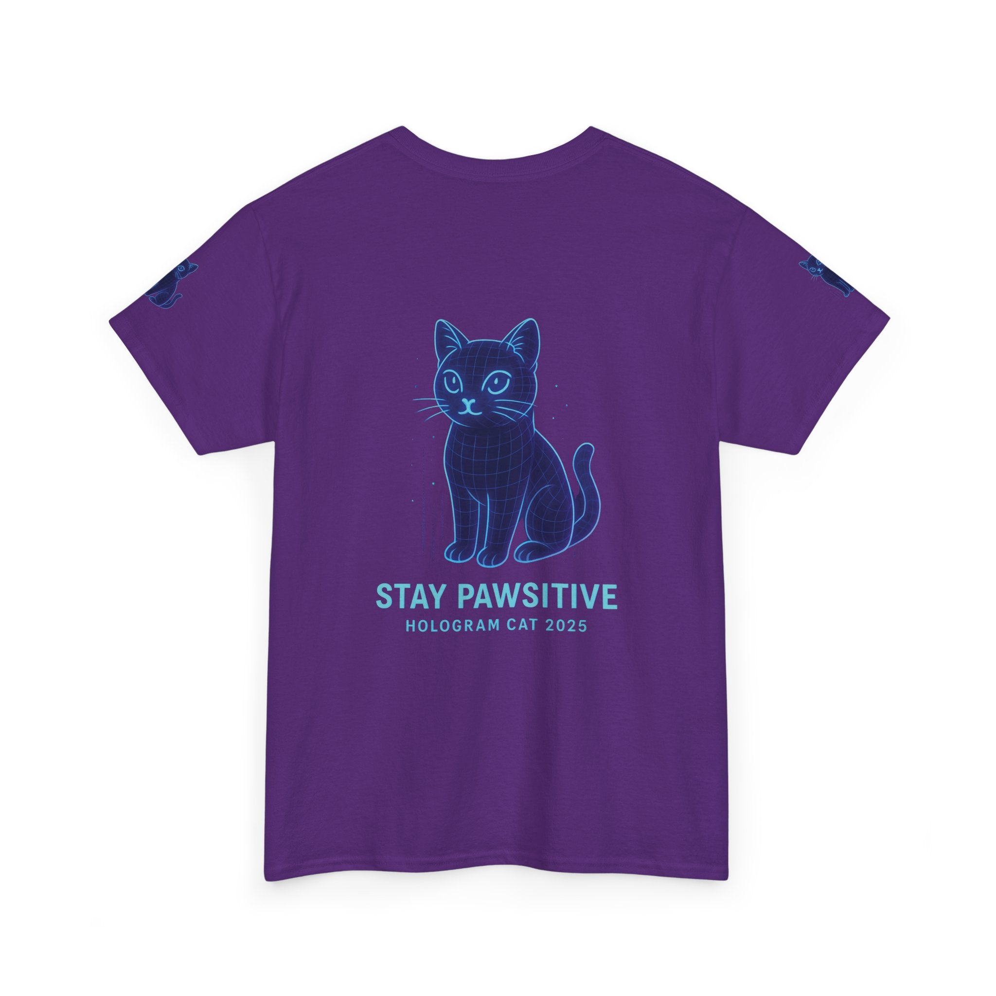 Stay Pawsitive – Hologram Cat 2025 | Unisex Heavy Cotton T-Shirt