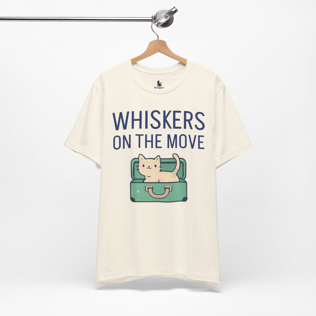 Whiskers on the Move – Unisex Cat Travel T-Shirt | Jersey Short Sleeve Tee