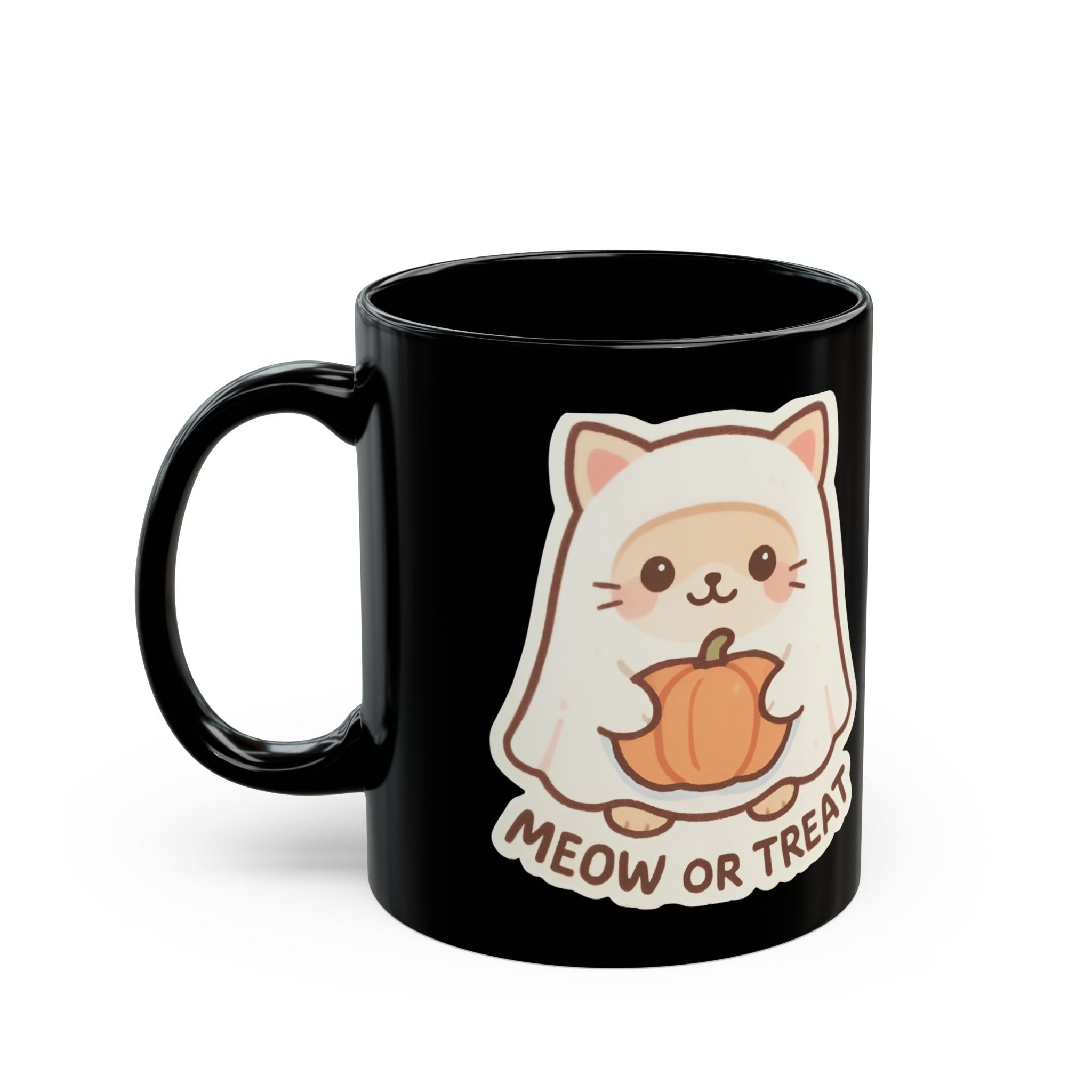 Taza de Halloween con golosinas para gatos: bonita taza de café negro, regalo espeluznante para amantes de los gatos y decoración otoñal.