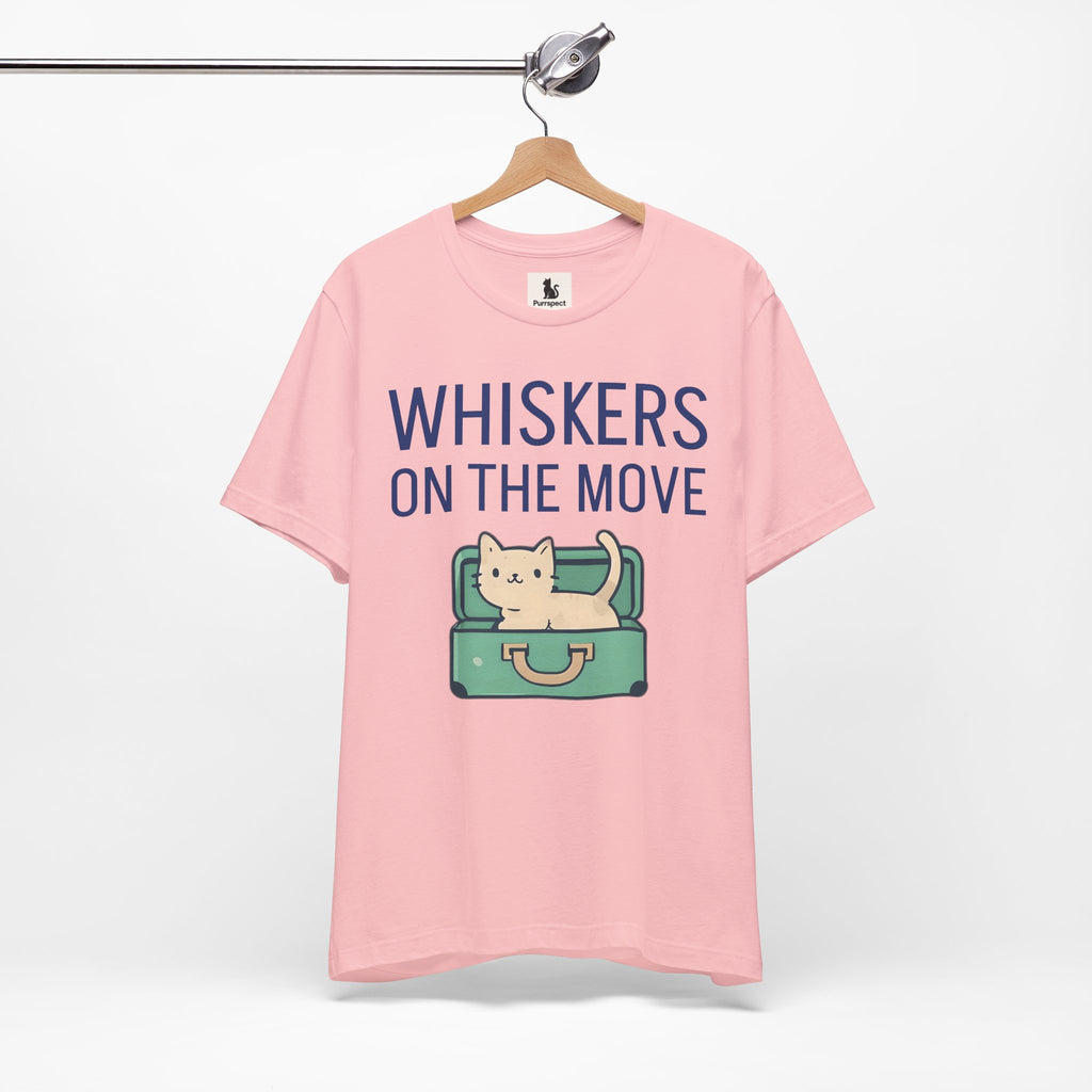 Whiskers on the Move – Unisex Cat Travel T-Shirt | Jersey Short Sleeve Tee