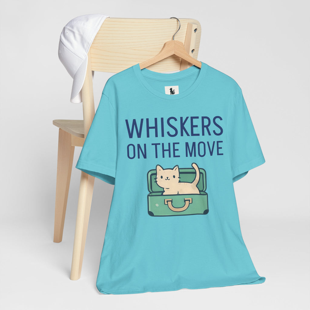 Whiskers on the Move – Unisex Cat Travel T-Shirt | Jersey Short Sleeve Tee