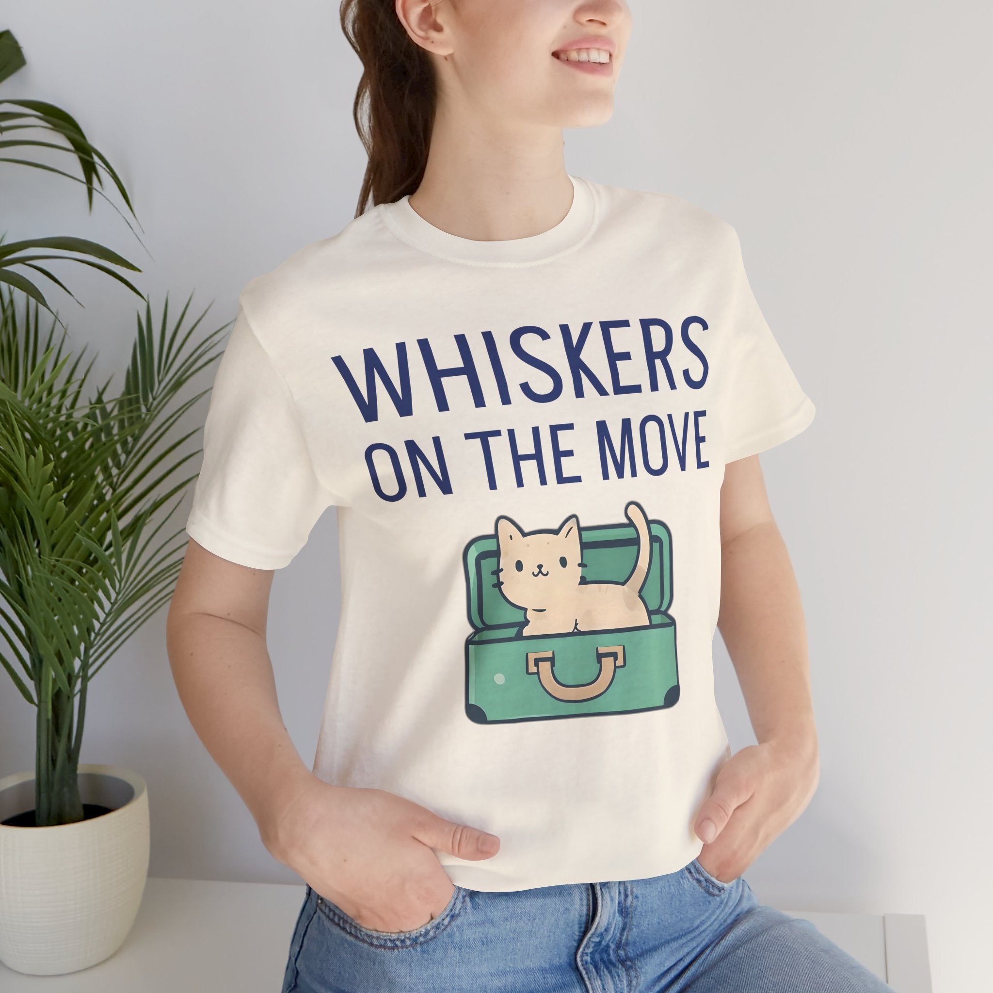 Whiskers on the Move – Unisex Cat Travel T-Shirt | Jersey Short Sleeve Tee