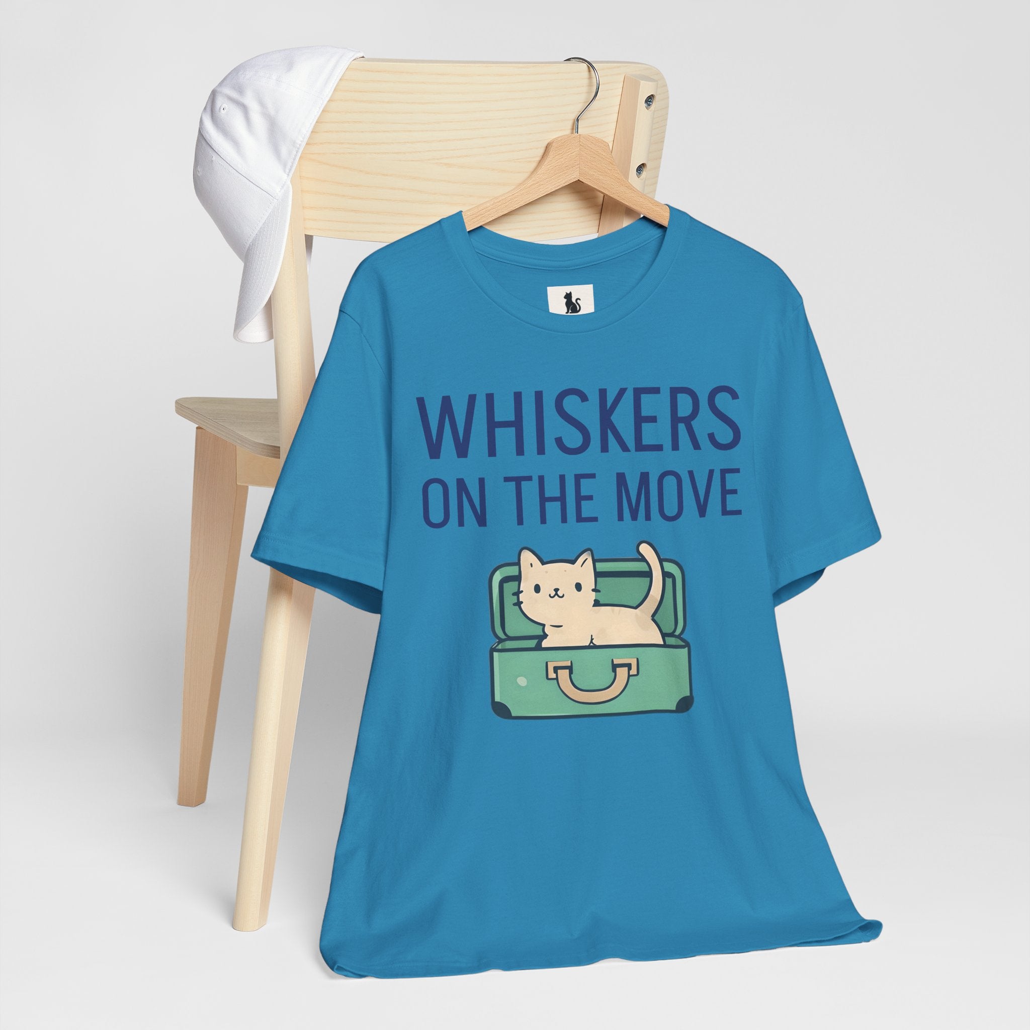 Whiskers on the Move – Unisex Cat Travel T-Shirt | Jersey Short Sleeve Tee