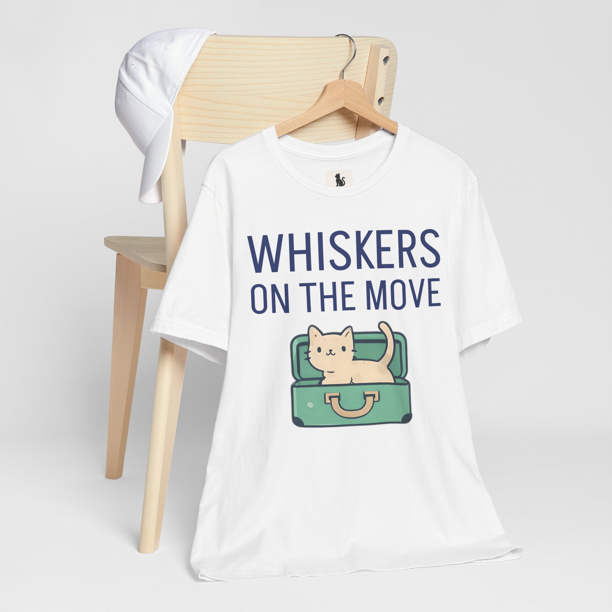 Whiskers on the Move – Unisex Cat Travel T-Shirt | Jersey Short Sleeve Tee