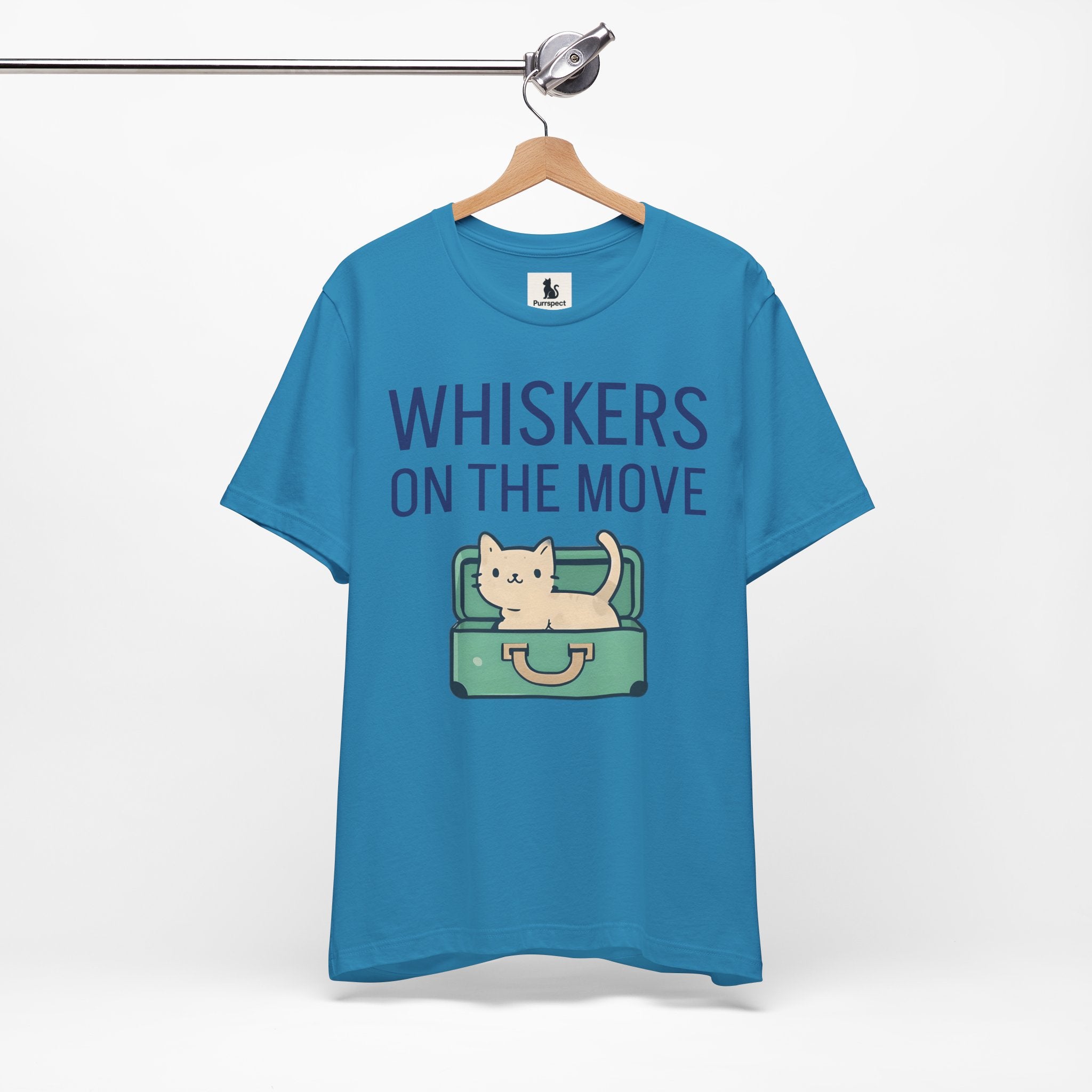 Whiskers on the Move – Unisex Cat Travel T-Shirt | Jersey Short Sleeve Tee