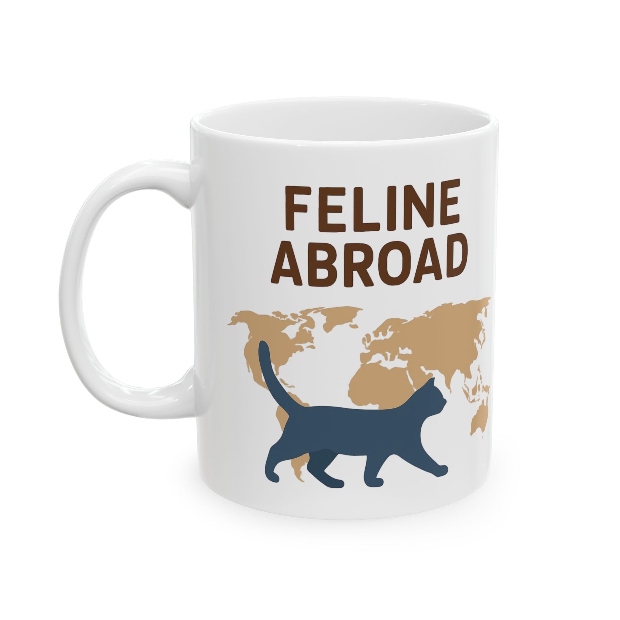Feline Abroad Cat Mug – Travel-Inspired Coffee Cup for Cat Lovers