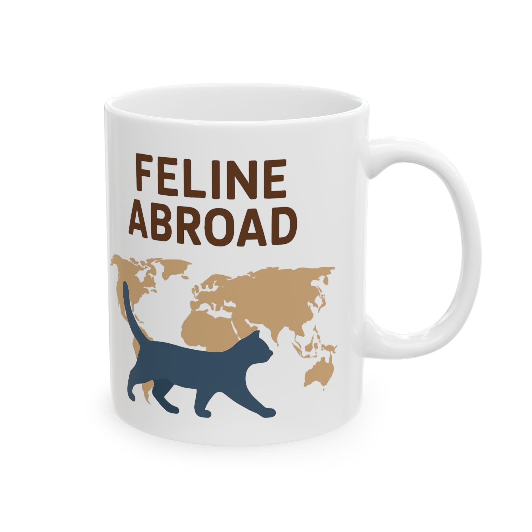Feline Abroad Cat Mug – Travel-Inspired Coffee Cup for Cat Lovers