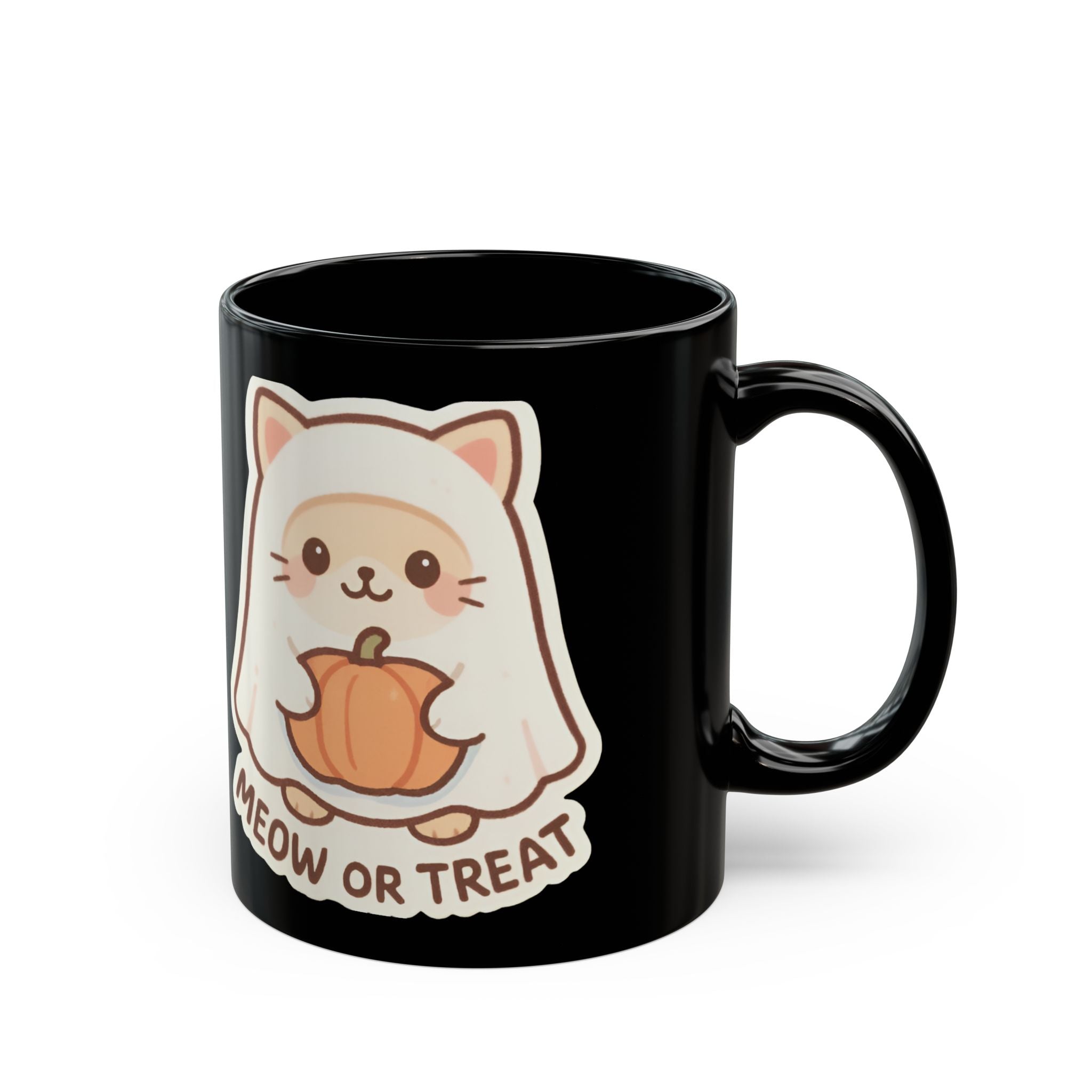 Taza de Halloween con golosinas para gatos: bonita taza de café negro, regalo espeluznante para amantes de los gatos y decoración otoñal.