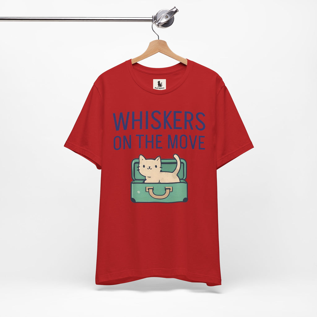 Whiskers on the Move – Unisex Cat Travel T-Shirt | Jersey Short Sleeve Tee