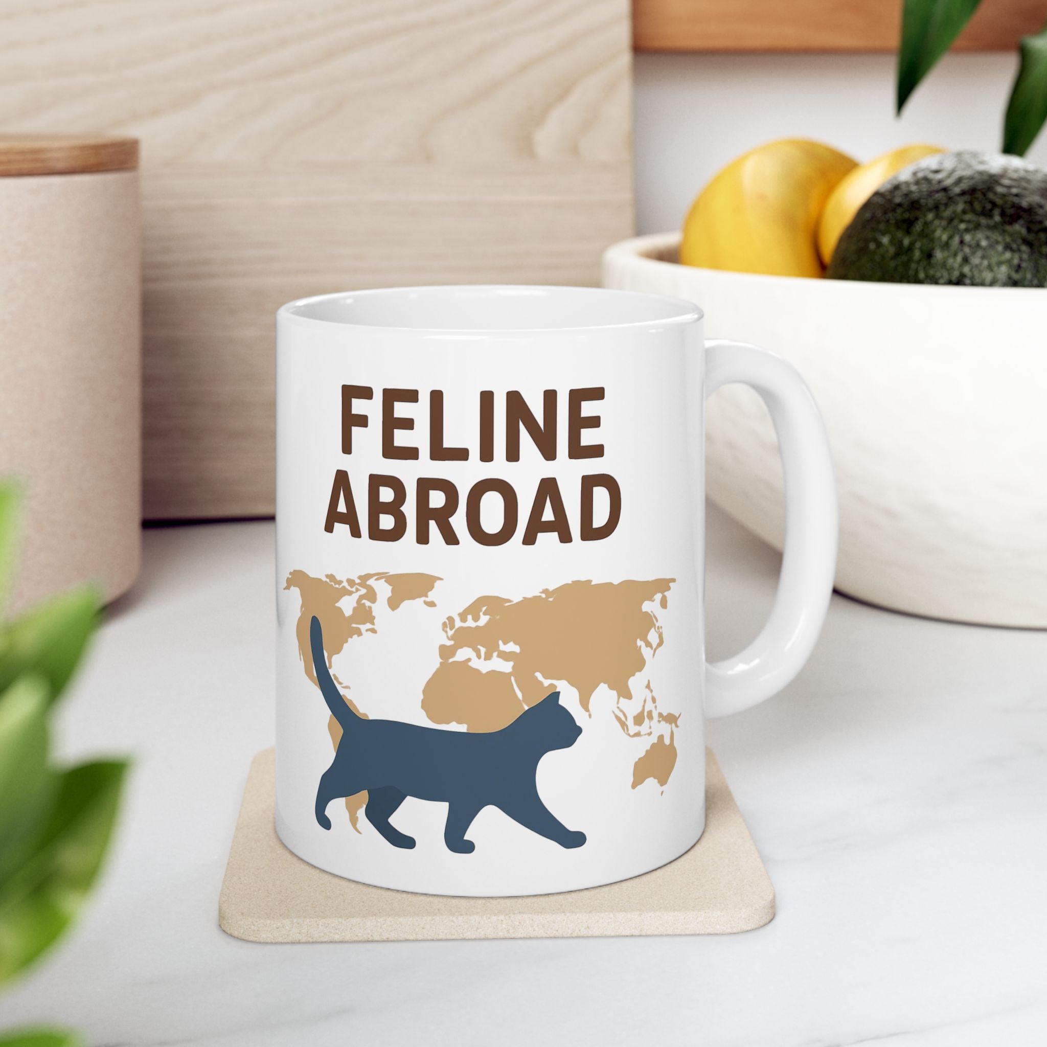 Feline Abroad Cat Mug – Travel-Inspired Coffee Cup for Cat Lovers