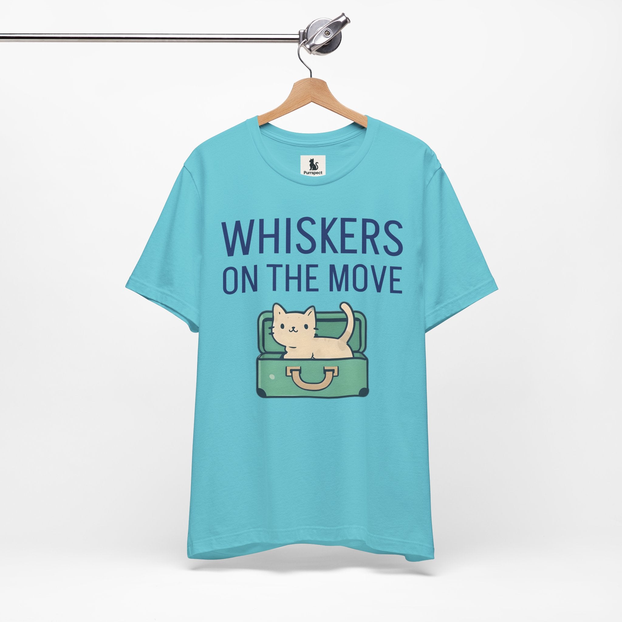 Whiskers on the Move – Unisex Cat Travel T-Shirt | Jersey Short Sleeve Tee