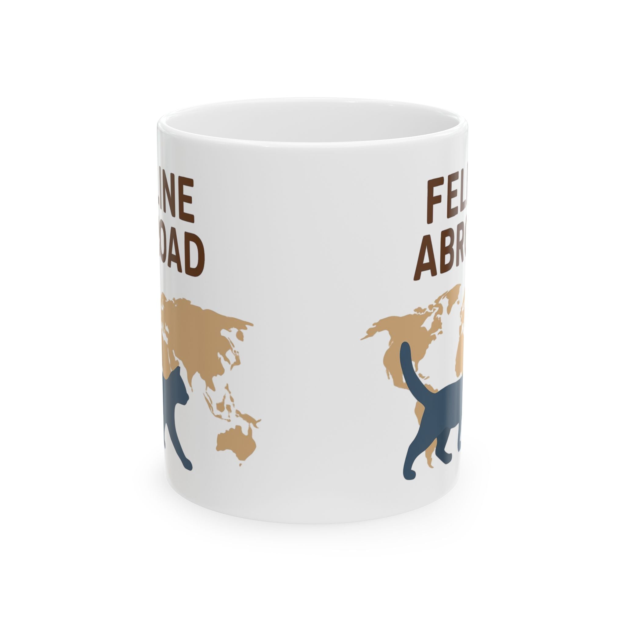 Feline Abroad Cat Mug – Travel-Inspired Coffee Cup for Cat Lovers