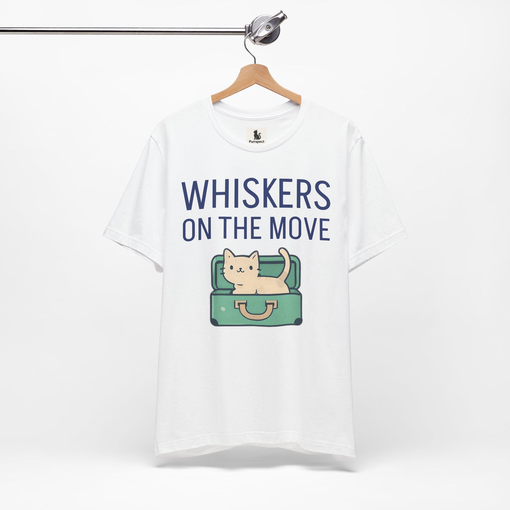 Whiskers on the Move – Unisex Cat Travel T-Shirt | Jersey Short Sleeve Tee