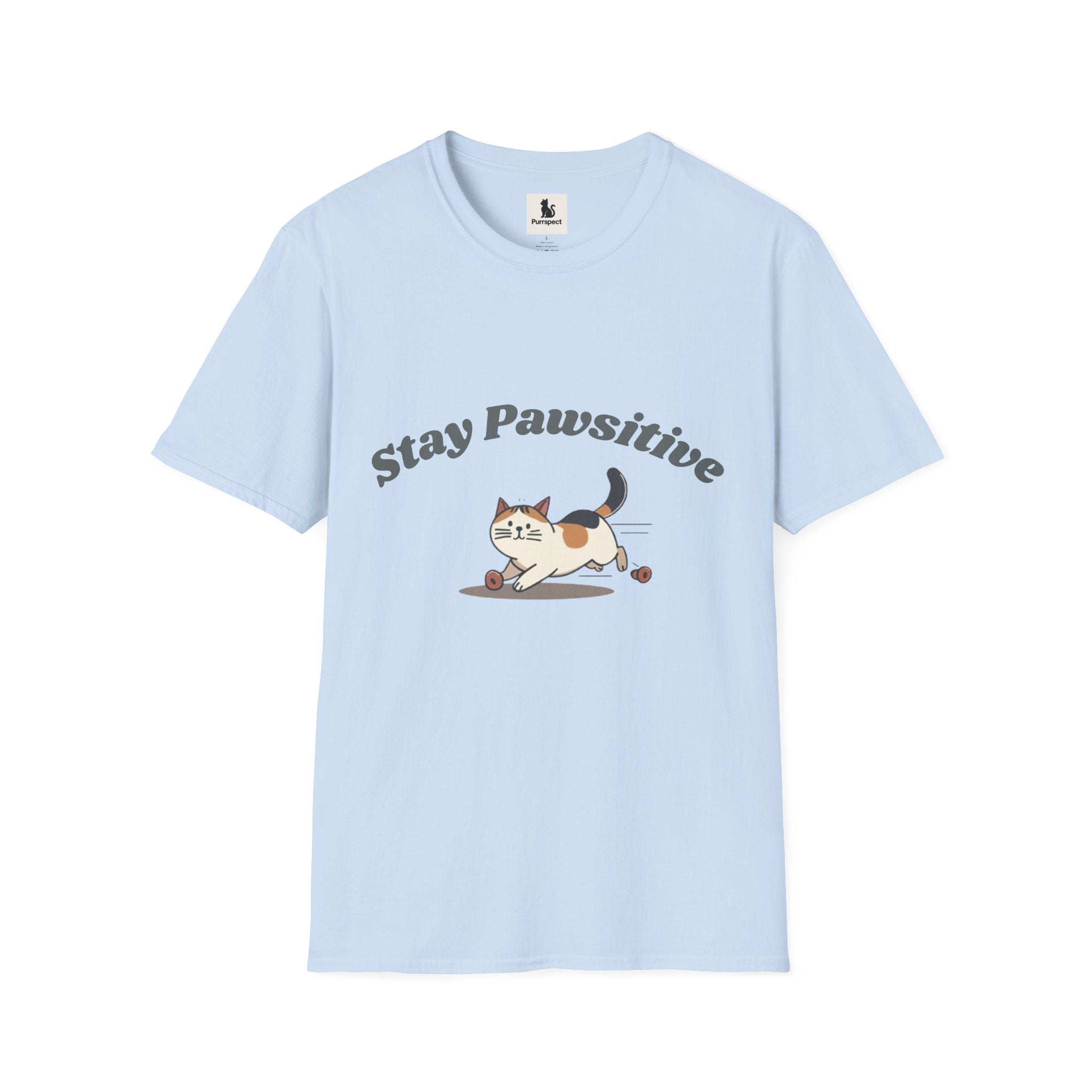 Stay Pawsitive – Cute Cat Unisex Softstyle T-Shirt | Inspirational Cat Lover Tee