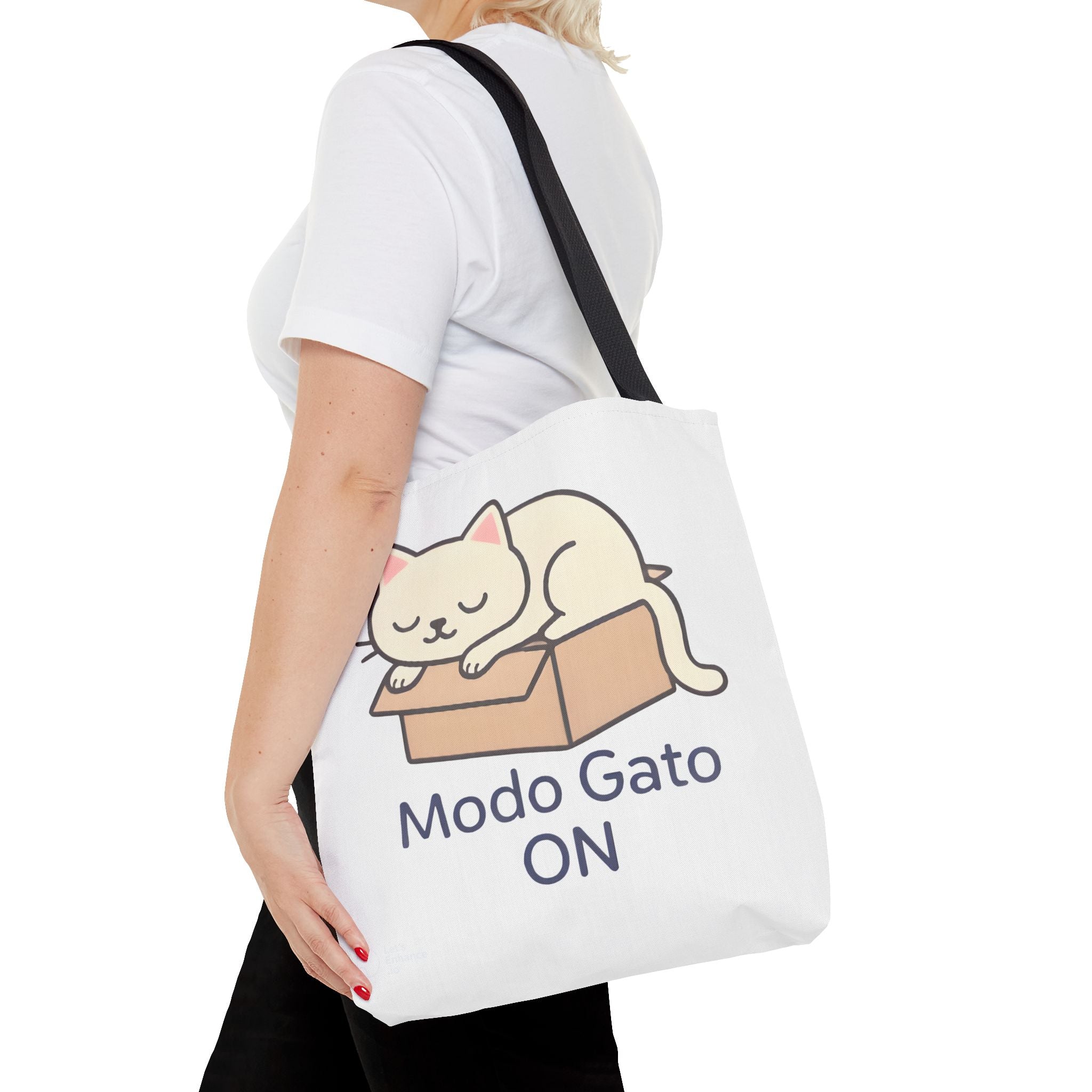 Cute Cat Tote Bag - Modo Gato ON, Pet Lover Gift, Eco-Friendly Shopping Bag