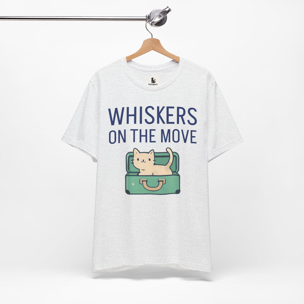 Whiskers on the Move – Unisex Cat Travel T-Shirt | Jersey Short Sleeve Tee