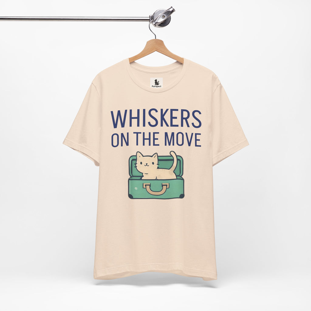 Whiskers on the Move – Unisex Cat Travel T-Shirt | Jersey Short Sleeve Tee