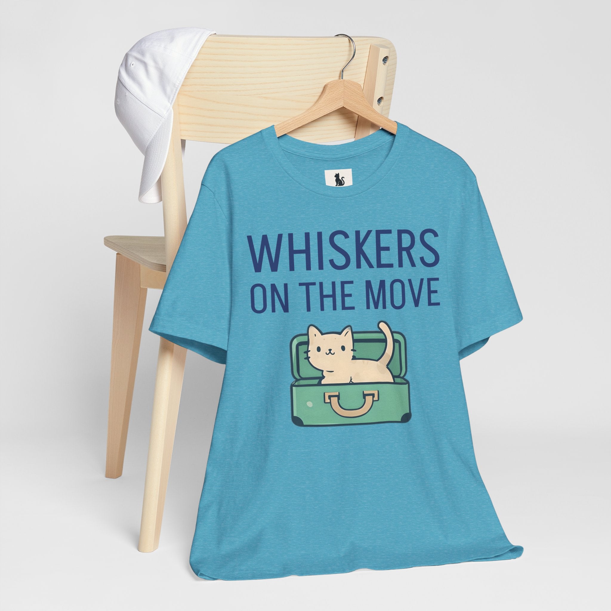 Whiskers on the Move – Unisex Cat Travel T-Shirt | Jersey Short Sleeve Tee