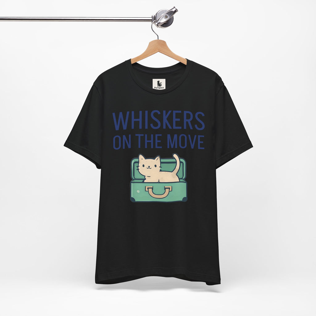 Whiskers on the Move – Unisex Cat Travel T-Shirt | Jersey Short Sleeve Tee