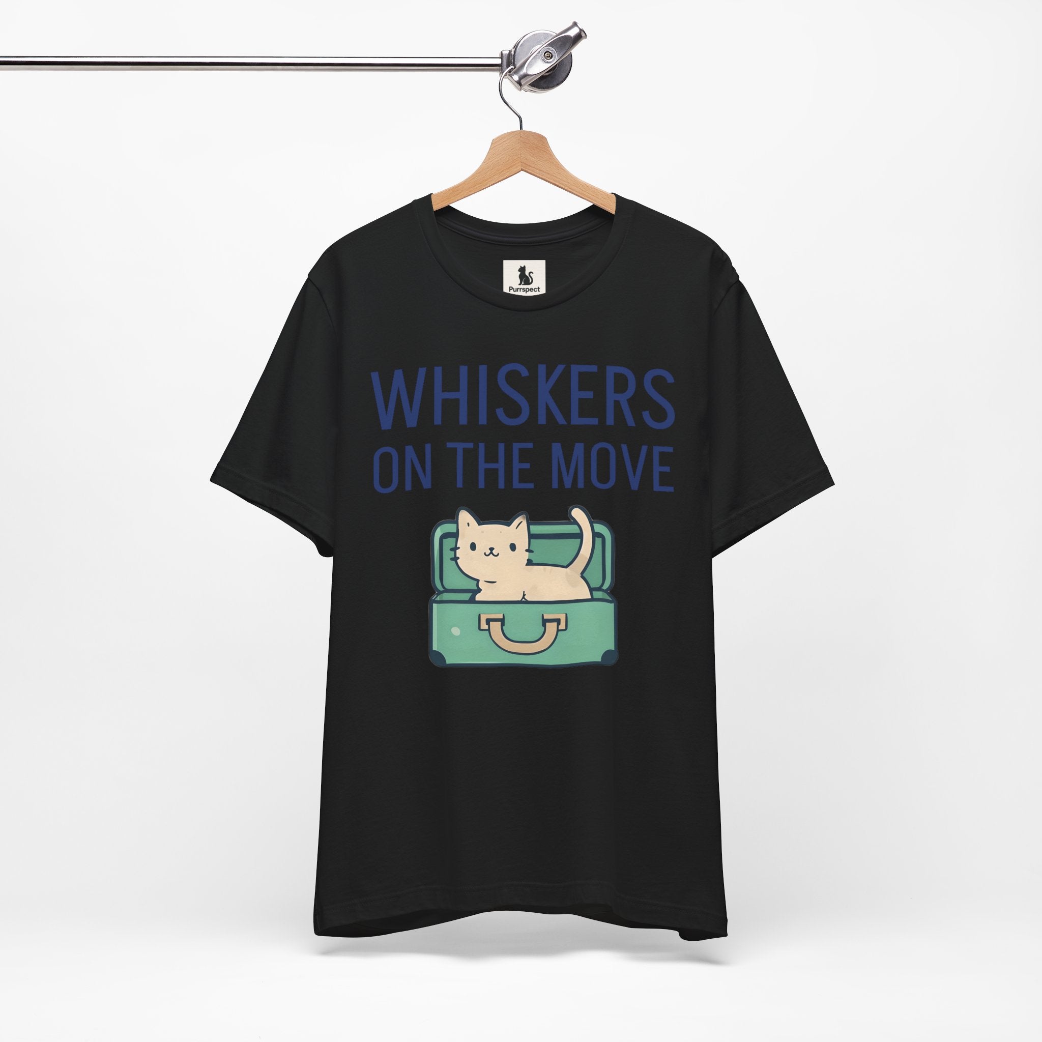 Whiskers on the Move – Unisex Cat Travel T-Shirt | Jersey Short Sleeve Tee