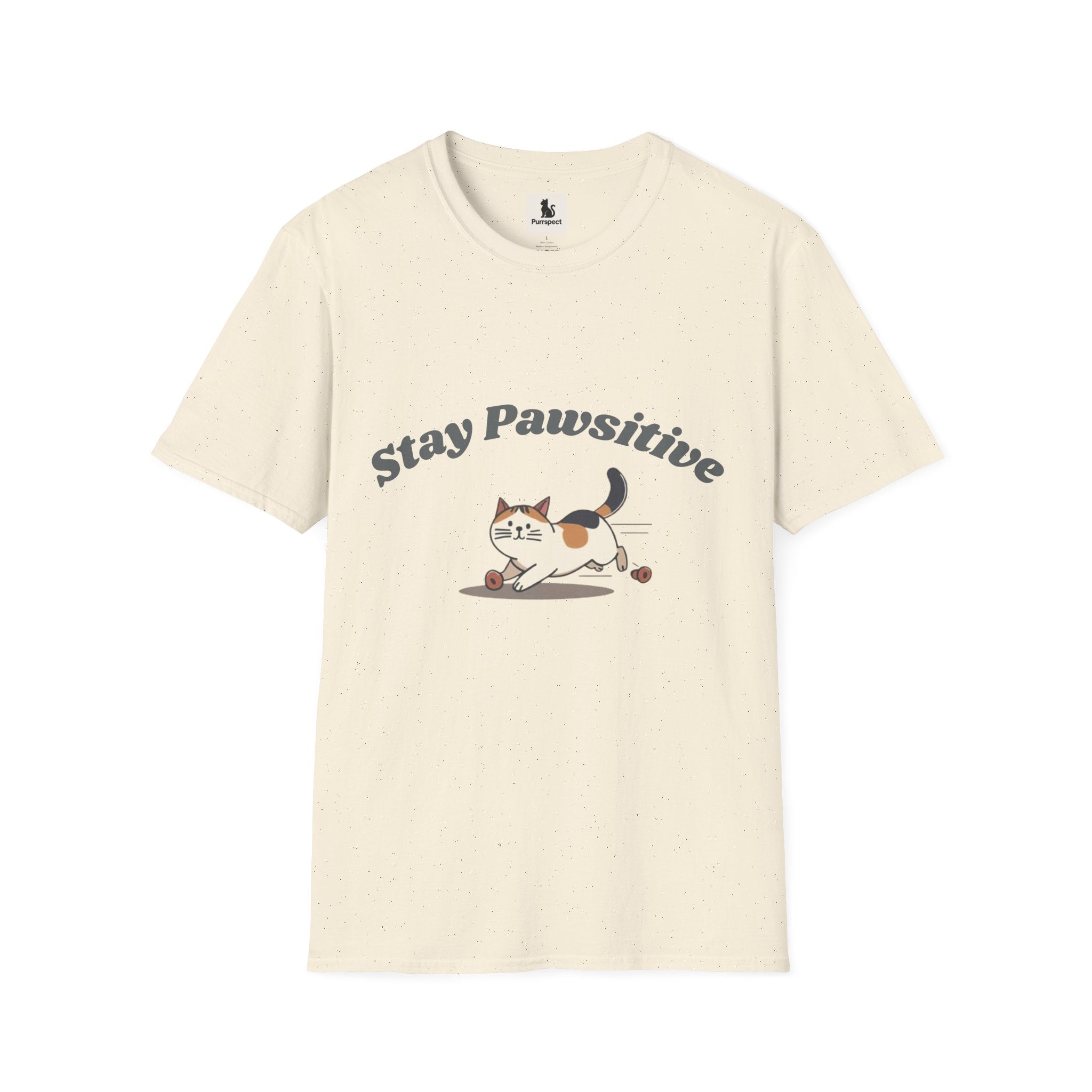 Stay Pawsitive – Cute Cat Unisex Softstyle T-Shirt | Inspirational Cat Lover Tee
