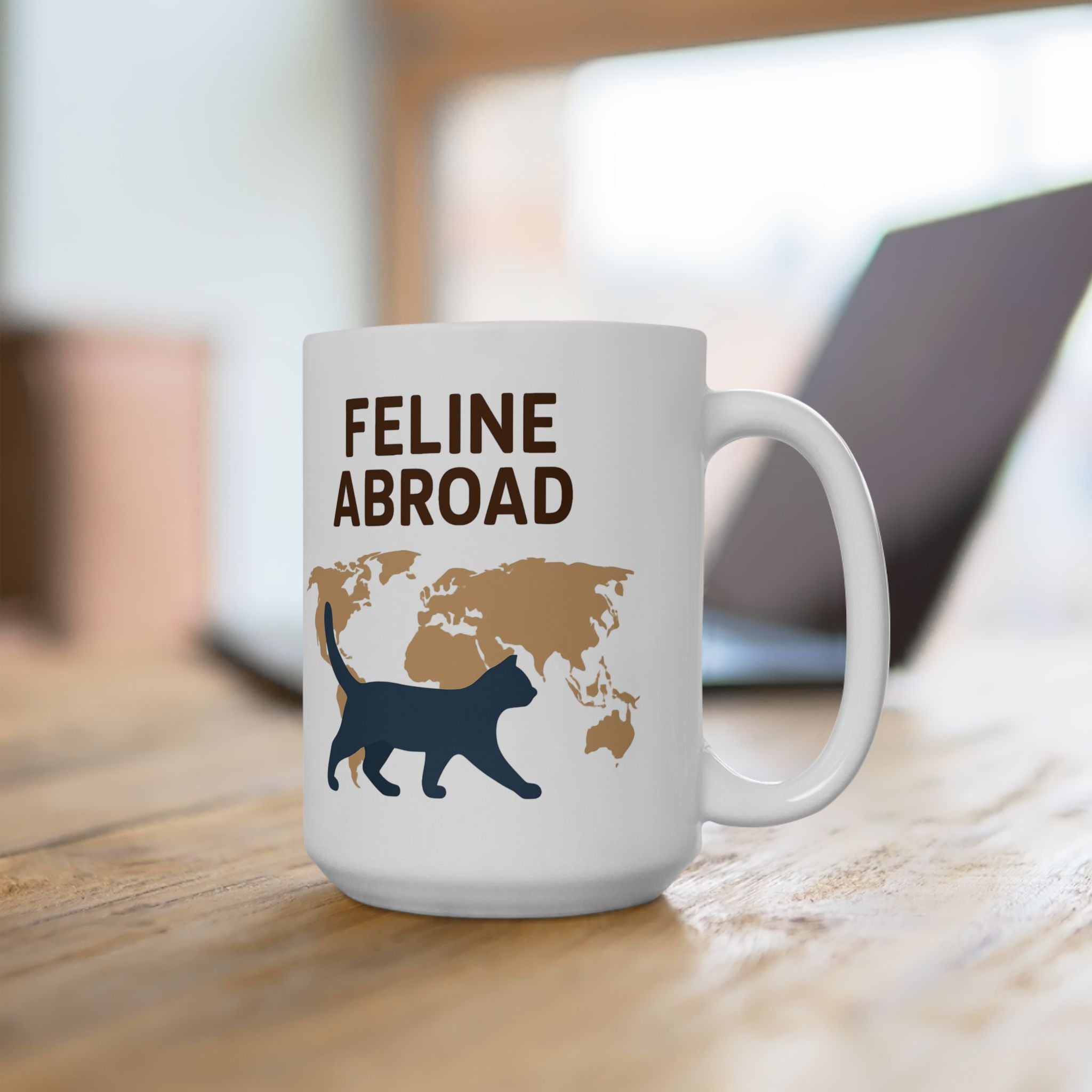 Feline Abroad Cat Mug – Travel-Inspired Coffee Cup for Cat Lovers