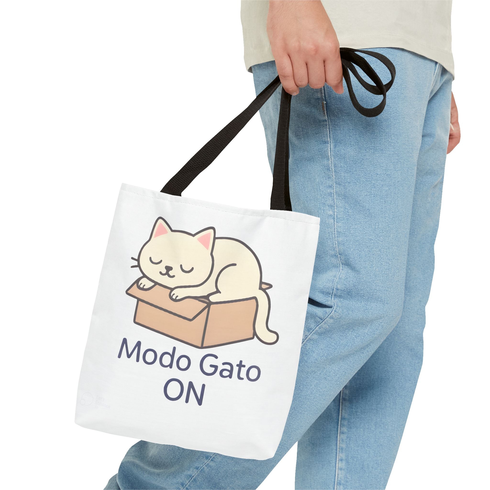 Cute Cat Tote Bag - Modo Gato ON, Pet Lover Gift, Eco-Friendly Shopping Bag