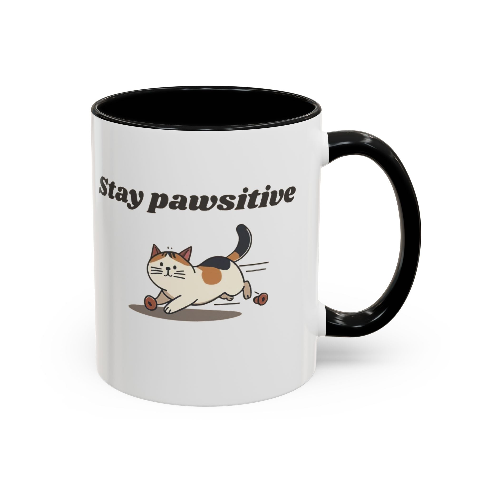 Stay Pawsitive – Cat Coffee Mug | Cute Cat Lover Gift | Inspirational Kitty Cup