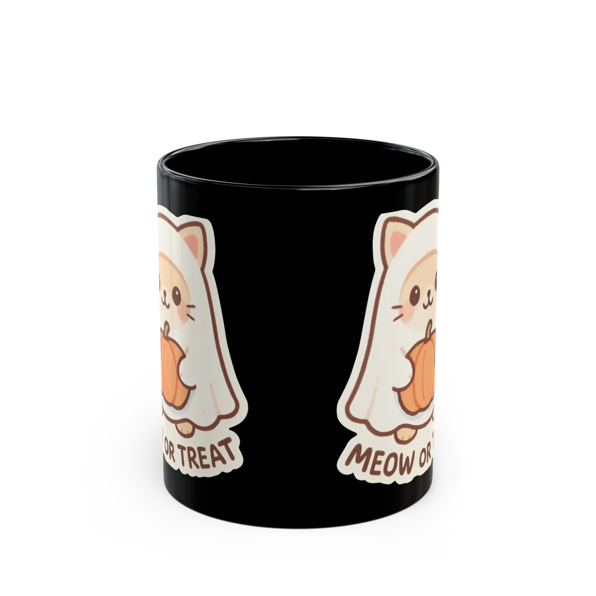 Taza de Halloween con golosinas para gatos: bonita taza de café negro, regalo espeluznante para amantes de los gatos y decoración otoñal.