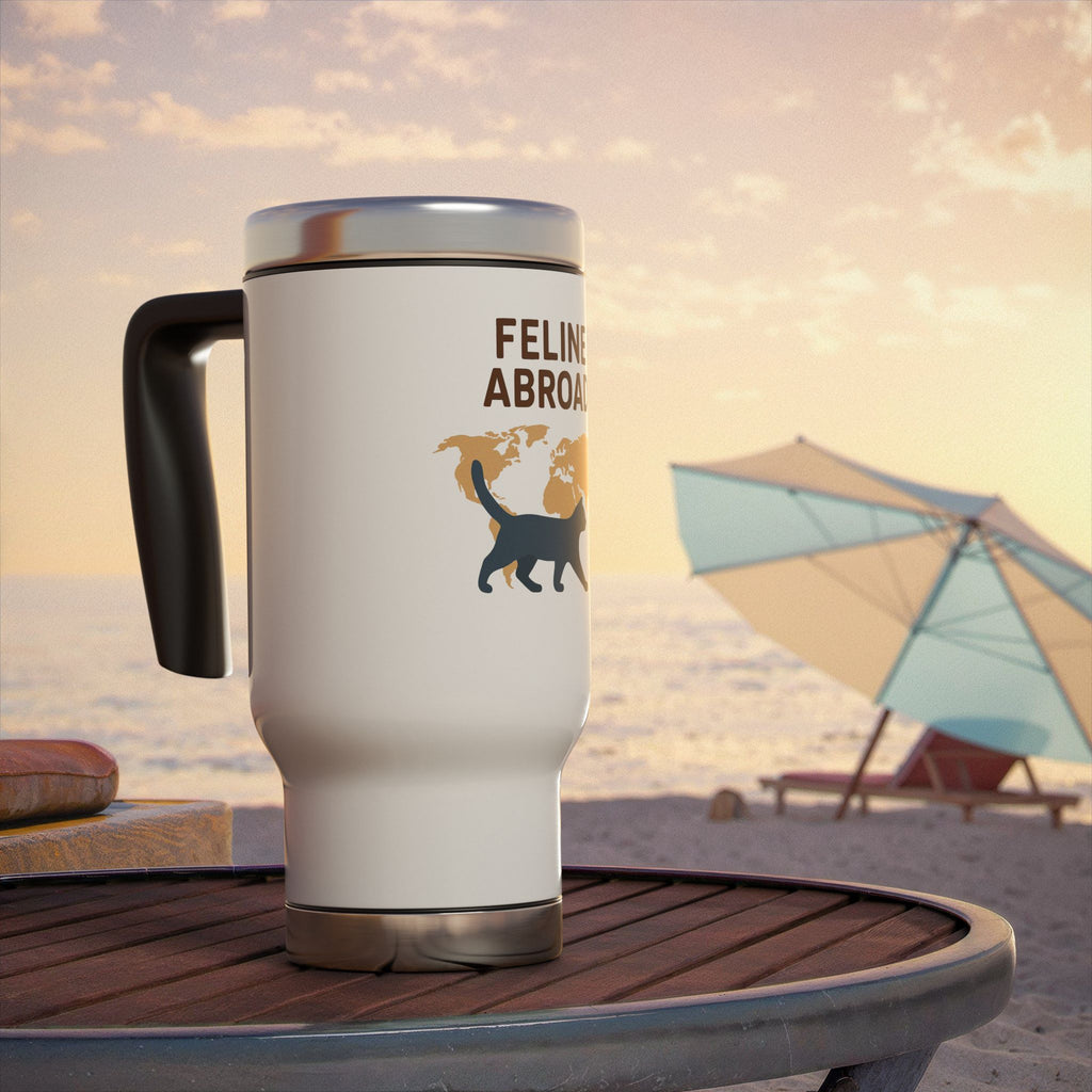 Feline Abroad Travel Mug – Stainless Steel Cat Lover’s Adventure Cup (14oz)