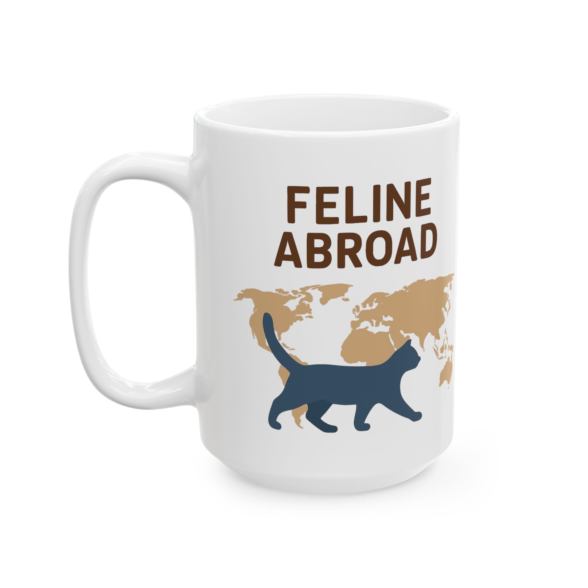 Feline Abroad Cat Mug – Travel-Inspired Coffee Cup for Cat Lovers