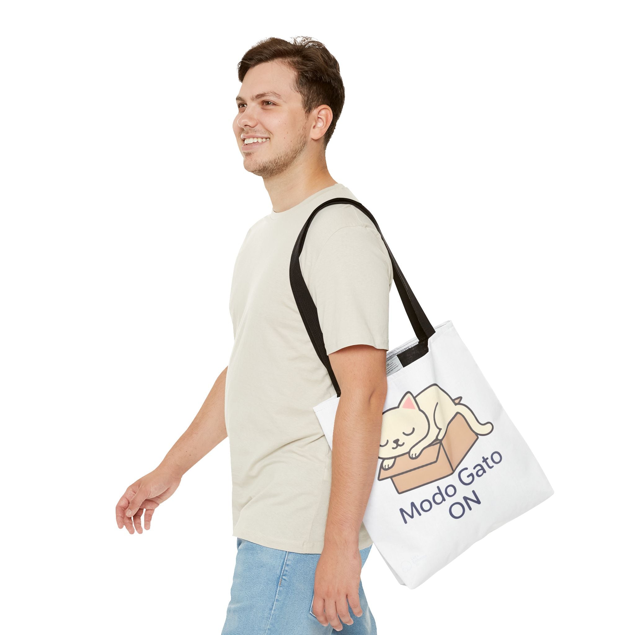 Cute Cat Tote Bag - Modo Gato ON, Pet Lover Gift, Eco-Friendly Shopping Bag