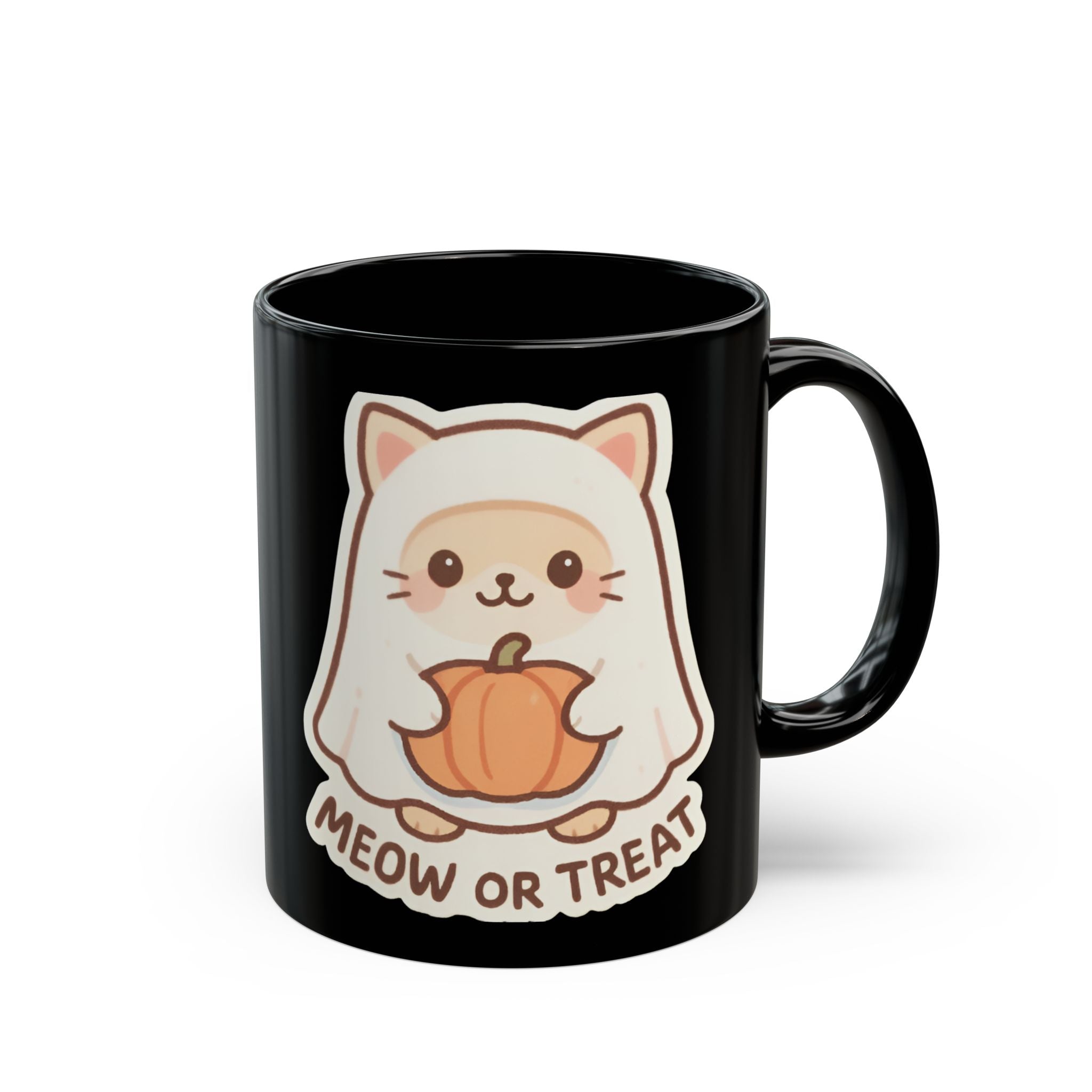 Taza de Halloween con golosinas para gatos: bonita taza de café negro, regalo espeluznante para amantes de los gatos y decoración otoñal.