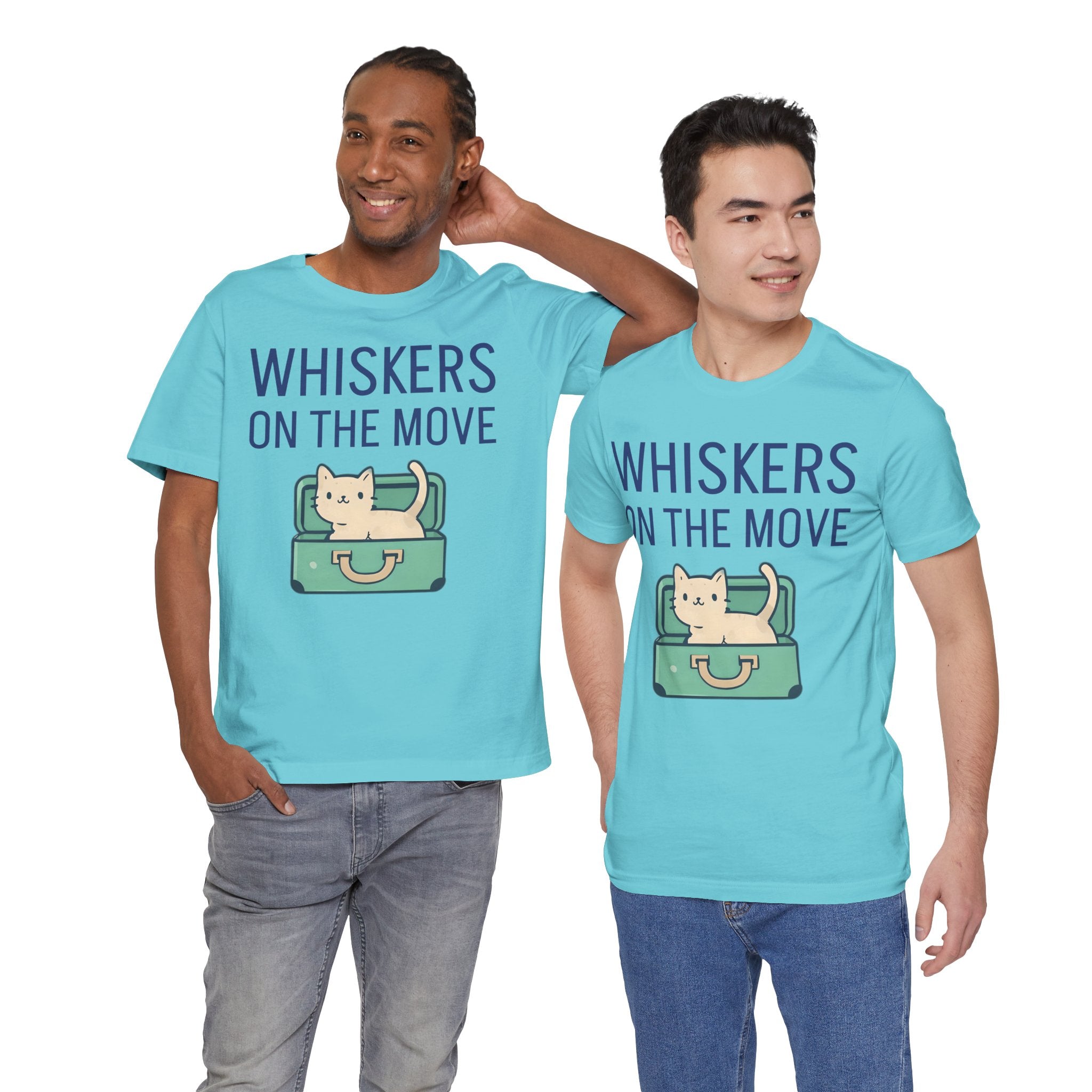 Whiskers on the Move – Unisex Cat Travel T-Shirt | Jersey Short Sleeve Tee
